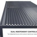 PURPLE LEAF Caesar Solar Louvered Pergola with LED Strip Lights and Control Panel Aluminum Outdoor Pergola with Adjustable Roof for Patio Deck Garden Yard Gray