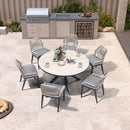 PURPLE LEAF Round Outdoor Dining Set Patio Aluminum Dining Set Round Table and Wicker Chairs with Sunbrella Cushions for Kitchen Deck