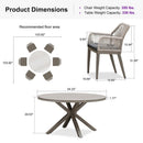 PURPLE LEAF Round Outdoor Dining Set Patio Aluminum Dining Set Round Table and Wicker Chairs with Sunbrella Cushions for Kitchen Deck