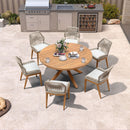 PURPLE LEAF Round Outdoor Dining Set Patio Aluminum Dining Set Round Table and Wicker Chairs with Sunbrella Cushions for Kitchen Deck