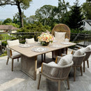 PURPLE LEAF Hailar Outdoor Dining Set for Family, Aluminum Outdoor Patio Table and Chairs Set with Olefin Cushions, Patio Furniture Set for Garden or Deck
