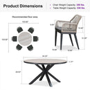 PURPLE LEAF Round Outdoor Dining Set Patio Aluminum Dining Set Round Table and Wicker Chairs with Sunbrella Cushions for Kitchen Deck