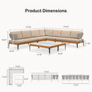 PURPLE LEAF Sicilia L-Shaped Modular Outdoor Sectional with Sunbrella Khaki Cushions Flexible Layout for Poolside Casual Lounge