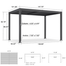 PURPLE LEAF Caesar Outdoor Louvered Pergola Patio Sun Shade Shelter with Adjustable Hardtop Patio Pergola Grey