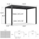 PURPLE LEAF Caesar Louvered Pergola with Yellow String Lights Patio Aluminum Pergola with Independent Adjustable Rainproof Roof Hardtop Pergola for Outdoor Deck Garden Yard