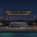 PURPLE LEAF Caesar Solar Louvered Pergola with LED Strip Lights and Control Panel Aluminum Outdoor Pergola with Adjustable Roof for Patio Deck Garden Yard Gray