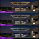 PURPLE LEAF Caesar Solar Louvered Pergola with LED Strip Lights and Control Panel Aluminum Outdoor Pergola with Adjustable Roof for Patio Deck Garden Yard Champagne