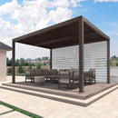 PURPLE LEAF Athena Louvered Pergola Grey Outdoor Aluminum Pergola with Roller Blind Adjustable Gazebo for Patio Deck Garden