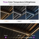 PURPLE LEAF Caesar Solar Louvered Pergola with LED Strip Lights and Control Panel Aluminum Outdoor Pergola with Adjustable Roof for Patio Deck Garden Yard Gray