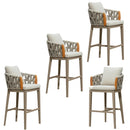 PURPLE LEAF Hailar Outdoor Bar Stools Chair Modern Rattan Bar Stool with Back and Cushion for Balcony, Indoor or Outdoor, Kitchen Island