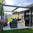 PURPLE LEAF Athena Louvered Pergola Modern Grey Pergola with White Roof for Deck Backyard Garden