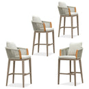 PURPLE LEAF Hailar Outdoor Bar Stools Chair Modern Rattan Bar Stool with Back and Cushion for Balcony, Indoor or Outdoor, Kitchen Island