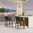 PURPLE LEAF Hailar Outdoor Bar Stools Chair Modern Rattan Bar Stool with Back and Cushion for Balcony, Indoor or Outdoor, Kitchen Island