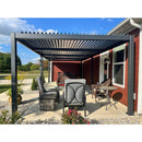 PURPLE LEAF Caesar Solar Louvered Pergola with LED Strip Lights and Control Panel Aluminum Outdoor Pergola with Adjustable Roof for Patio Deck Garden Yard Gray