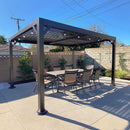 PURPLE LEAF Caesar Louvered Pergola with Yellow String Lights Patio Aluminum Pergola with Independent Adjustable Rainproof Roof Hardtop Pergola for Outdoor Deck Garden Yard