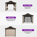 PURPLE LEAF Hardtop Gazebo Featuring Galvanized Steel Double Roof and Bronze Aluminum Frame with Curtains and Netting for Backyard with Lights-milky