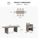 PURPLE LEAF Sanori Patio Dining Set Modern Large Weather-Resistant Table and Aluminum Chairs with Cushions for Garden Beige