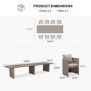 PURPLE LEAF Sanori Patio Dining Set Modern Large Weather-Resistant Table and Aluminum Chairs with Cushions for Garden Beige