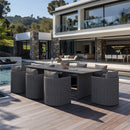 PURPLE LEAF Sanori Outdoor Dining Set Weather-Resistant Aluminum Table and Chairs Set with Backrest Pillow and Olefin Cushions for Deck