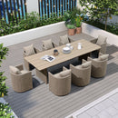 PURPLE LEAF Sanori Patio Dining Set Modern Large Weather-Resistant Table and Aluminum Chairs with Cushions for Garden Beige