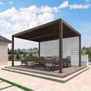 PURPLE LEAF Athena Louvered Pergola Bronze Outdoor Aluminum Pergola with Roller Blind Adjustable Gazebo for Patio Deck Garden