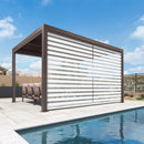 PURPLE LEAF Athena Louvered Pergola Bronze Outdoor Aluminum Pergola with Roller Blind Adjustable Gazebo for Patio Deck Garden