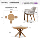 PURPLE LEAF Round Outdoor Dining Set Patio Aluminum Dining Set Round Table and Wicker Chairs with Sunbrella Cushions for Kitchen Deck