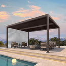 PURPLE LEAF Athena Louvered Pergola Bronze Outdoor Aluminum Pergola with Roller Blind Adjustable Gazebo for Patio Deck Garden