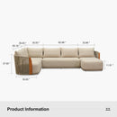 PURPLE LEAF Hailar U-Shaped Patio Conversation Set with Genuine Teak Cushions and Pillows Olefin Rope Backres Outdoor Couch Sets for Porch Garden