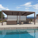 PURPLE LEAF Athena Louvered Pergola Bronze Outdoor Aluminum Pergola with Roller Blind Adjustable Gazebo for Patio Deck Garden
