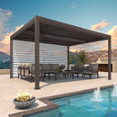 PURPLE LEAF Athena Louvered Pergola Bronze Outdoor Aluminum Pergola with Roller Blind Adjustable Gazebo for Patio Deck Garden