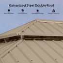 PURPLE LEAF Outdoor Carport Gazebo Champagne Steel Roof Aluminum Frame Shelter for Parking