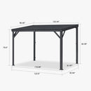 PURPLE LEAF Lean to Gazebo Metal Roof Patio Cover Built-in Drain Slots Wall Mounted Gazebo for Outdoor Extension