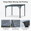 PURPLE LEAF Lean to Gazebo Metal Roof Patio Cover Built-in Drain Slots Wall Mounted Gazebo for Outdoor Extension