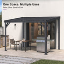 PURPLE LEAF Lean to Gazebo Metal Roof Patio Cover Built-in Drain Slots Wall Mounted Gazebo for Outdoor Extension