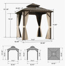 PURPLE LEAF Hardtop Gazebo Featuring Galvanized Steel Double Roof and Bronze Aluminum Frame with Curtains and Netting for Patio and Poolside