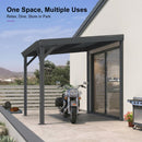 PURPLE LEAF Lean to Gazebo Metal Roof Patio Cover Built-in Drain Slots Wall Mounted Gazebo for Outdoor Extension