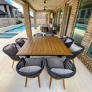 PURPLE LEAF Teak Patio Dining Set with Cushions and Pillow All-Weather Wicker Patio Table Set for Garden, Deck, and Yard