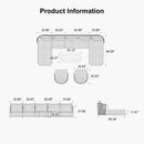 PURPLE LEAF Hailar U-Shaped Patio Conversation Set with Genuine Teak Cushions and Pillows Olefin Rope Backres Outdoor Couch Sets for Porch Garden