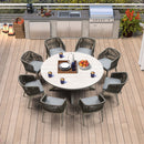 PURPLE LEAF Round Patio Dining Set with Aluminum Frame and Wicker Rattan Dining Chair with Comfortable Cushions for Deck Porch Kitchen Outdoor