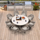 PURPLE LEAF Round Patio Dining Set with Aluminum Frame and Wicker Rattan Dining Chair with Comfortable Cushions for Deck Porch Kitchen Outdoor