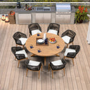 PURPLE LEAF Round Patio Dining Set with Aluminum Frame and Wicker Rattan Dining Chair with Comfortable Cushions for Deck Porch Kitchen Outdoor