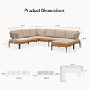 PURPLE LEAF Sicilia U-Shaped Modular Outdoor Sectional with Sunbrella Khaki Cushions Flexible Layout for Commercial Outdoor Spaces