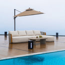 PURPLE LEAF Hailar L-Shaped Patio Conversation Set with Genuine Teak Cushions and Pillows Olefin Rope Backres Outdoor Couch Sets for Backyard Porch