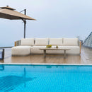 PURPLE LEAF Hailar L-Shaped Patio Conversation Set with Genuine Teak Cushions and Pillows Olefin Rope Backres Outdoor Couch Sets for Backyard Porch