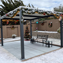 PURPLE LEAF Caesar Outdoor Louvered Pergola Patio Sun Shade Shelter with Adjustable Hardtop Patio Pergola Gray Frame White Roof
