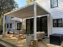 PURPLE LEAF Athena Louvered Pergola Modern White Pergola with Adjustable Roof for Deck Backyard Garden