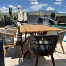 PURPLE LEAF Outdoor Dining Set All Weather Wicker Patio Dining Set with Rectangular Aluminum Table and Modern Armrest Dining Chairs for Garden Deck Backyard Kitchen