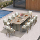 PURPLE LEAF Hailar Outdoor Dining Set for Family, Aluminum Outdoor Patio Table and Chairs Set with Olefin Cushions, Patio Furniture Set for Garden or Deck