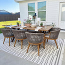 PURPLE LEAF Outdoor Dining Set All Weather Wicker Patio Dining Set with Rectangular Aluminum Table and Modern Armrest Dining Chairs for Garden Deck Backyard Kitchen